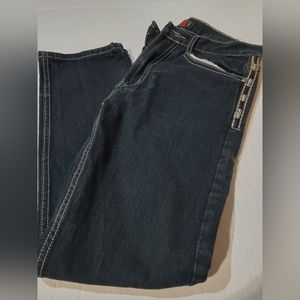 Chams Jeans Bootcut Denim Women's Size 16 Dark Gray 5-Pocket‎ Mid Rise Dark Wash